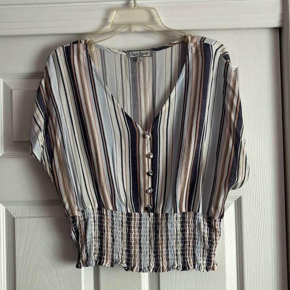 Crave Fame blue striped top Size XL